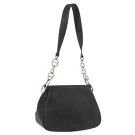 PRADA Bolsa de ombro com corrente em couro preto e dourado Outro