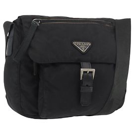 PRADA Bolsa de Ombro Nylon Black Silver Outro