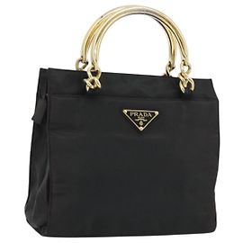 Sac à main PRADA Nylon Noir Or Autre