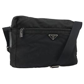 PRADA Bolsa de Ombro Nylon Black Silver Outro