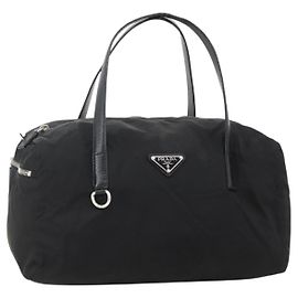 PRADA Boston Bag Nylon Black Silver Altro