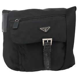 PRADA Bolsa de Ombro Nylon Black Silver Outro
