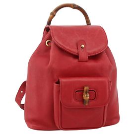 GUCCI Bamboo Backpack Leather Red Gold 003 2852 0030 0 Other