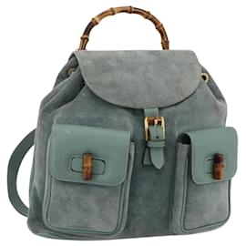 GUCCI Sac à dos Bamboo Daim Vert Or Autre