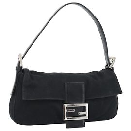 FENDI Bolso de mano Mamma Baguette Jersey de algodón Negro Plata Otro