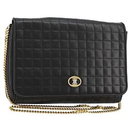 Céline CELINE Bolsa de ombro com corrente em couro preto e dourado Outro
