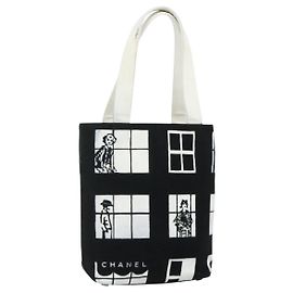 CHANEL Windows Line Tote Bag Canvas Black Gold CC Autre