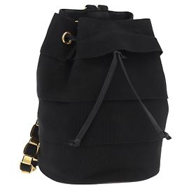 Salvatore Ferragamo Vala Chain Backpack Canvas Black Gold Autre