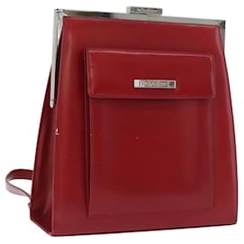 SAINT LAURENT Backpack Leather Red Silver Other