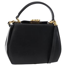Salvatore Ferragamo Bolsa de mão Gancini em couro 2way Preta Dourada Outro