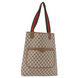 GUCCI GG Supreme Web Sherry Line Tote Bag PVC Beige Red Altro