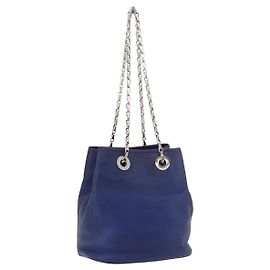 Céline CELINE Chain Shoulder Bag Leather Blue Silver Altro