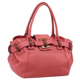 Salvatore Ferragamo Tote Bag Leather Red Silver Other