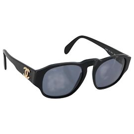 CHANEL COCO Mark Sunglasses plastic Black CC Other