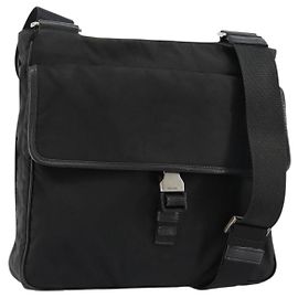 PRADA Bolso de hombro Nylon Black Silver Otro