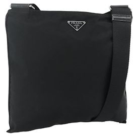 PRADA Bolsa de Ombro Nylon Black Silver Outro