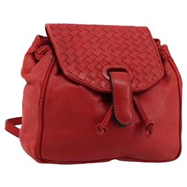 BOTTEGA VENETA INTRECCIATO Backpack Leather Red Gold Other