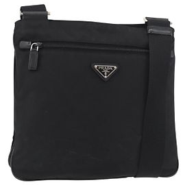 Sac à bandoulière PRADA en nylon noir et argent, authentique, code article ep14418A Autre