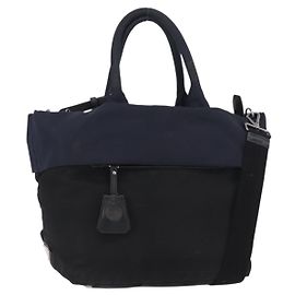 PRADA Hand Bag Nylon 2way Black Silver Altro