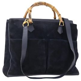 GUCCI Sac à main Bamboo Daim 2way Navy Gold Autre