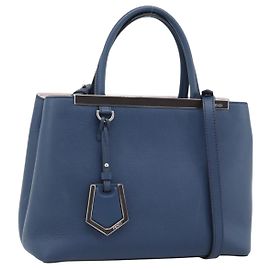 FENDI Petite To Jules Hand Bag Leather 2way Blue Silver Altro