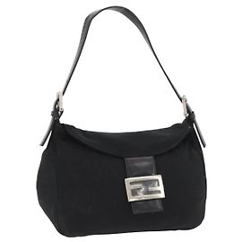 FENDI Sac à épaule Mamma Baguette Nylon Noir Argent Autre
