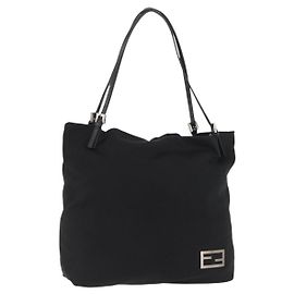 FENDI Tote Bag Nylon Black Silver Outro