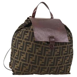 FENDI Zucca Canvas Backpack Brown Black Other
