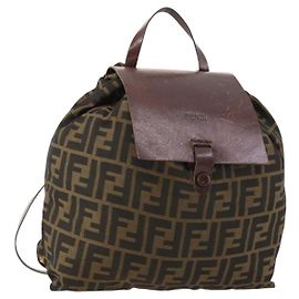 FENDI Zucca Canvas Rucksack Braun Schwarz Andere