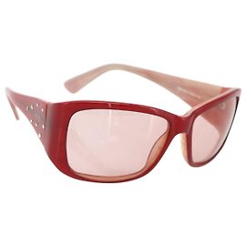CHANEL Sunglasses plastic Red CC Other