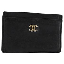 CHANEL Card Case Leather Black CC Other