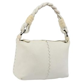BOTTEGA VENETA Hand Bag Leather White Silver Other