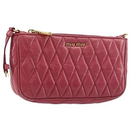 Miu Miu Pouch Leather Pink Gold Altro