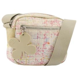 CHANEL Shoulder Bag Canvas Pink Beige Silver CC Altro