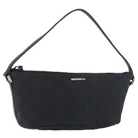GUCCI GG Canvas Accessory Pouch Black Silver Other