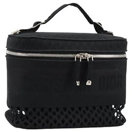 Christian Dior Vanity Hand Bag Canvas Black Silver Autre