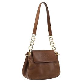 PRADA Shoulder Bag Leather Brown Gold Altro