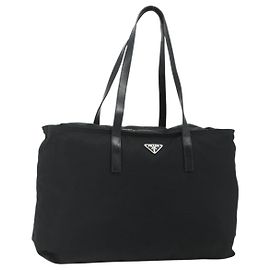PRADA Tote Bag Nylon Black Silver Andere
