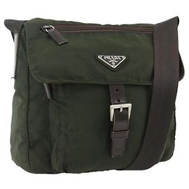 PRADA Sac à épaule Nylon Khaki Silver Autre