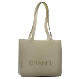 CHANEL Tote Bag Rubber Gray Silver CC Otro