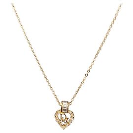 Colar de Coração com Strass Christian Dior metal Gold Outro