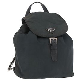 PRADA Chain Shoulder Backpack Nylon Green Silver Altro