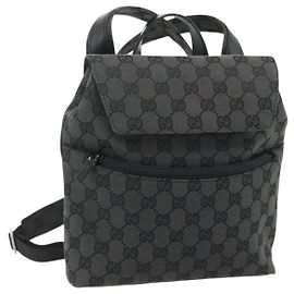GUCCI GG Canvas Backpack Black Silver 003 0242 Other