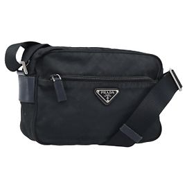 PRADA Schultertasche Nylon Black Silver Andere