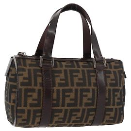 FENDI Zucca Canvas Hand Bag Black Brown Altro