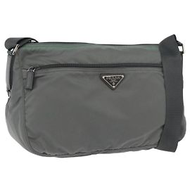 PRADA Shoulder Bag Nylon Green Silver Other