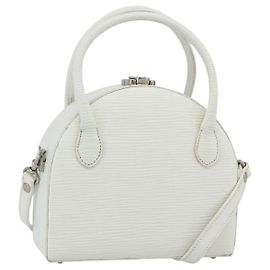 FENDI Top Handle Handtasche Leder 2way Weiß Silber Andere