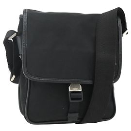 PRADA Shoulder Bag Nylon Leather Black Silver Other