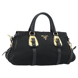 PRADA Handtasche Nylon 2way Black Gold Andere