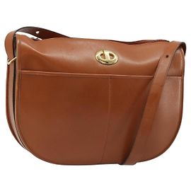 Bolsa de ombro Christian Dior em couro marrom e dourado Outro